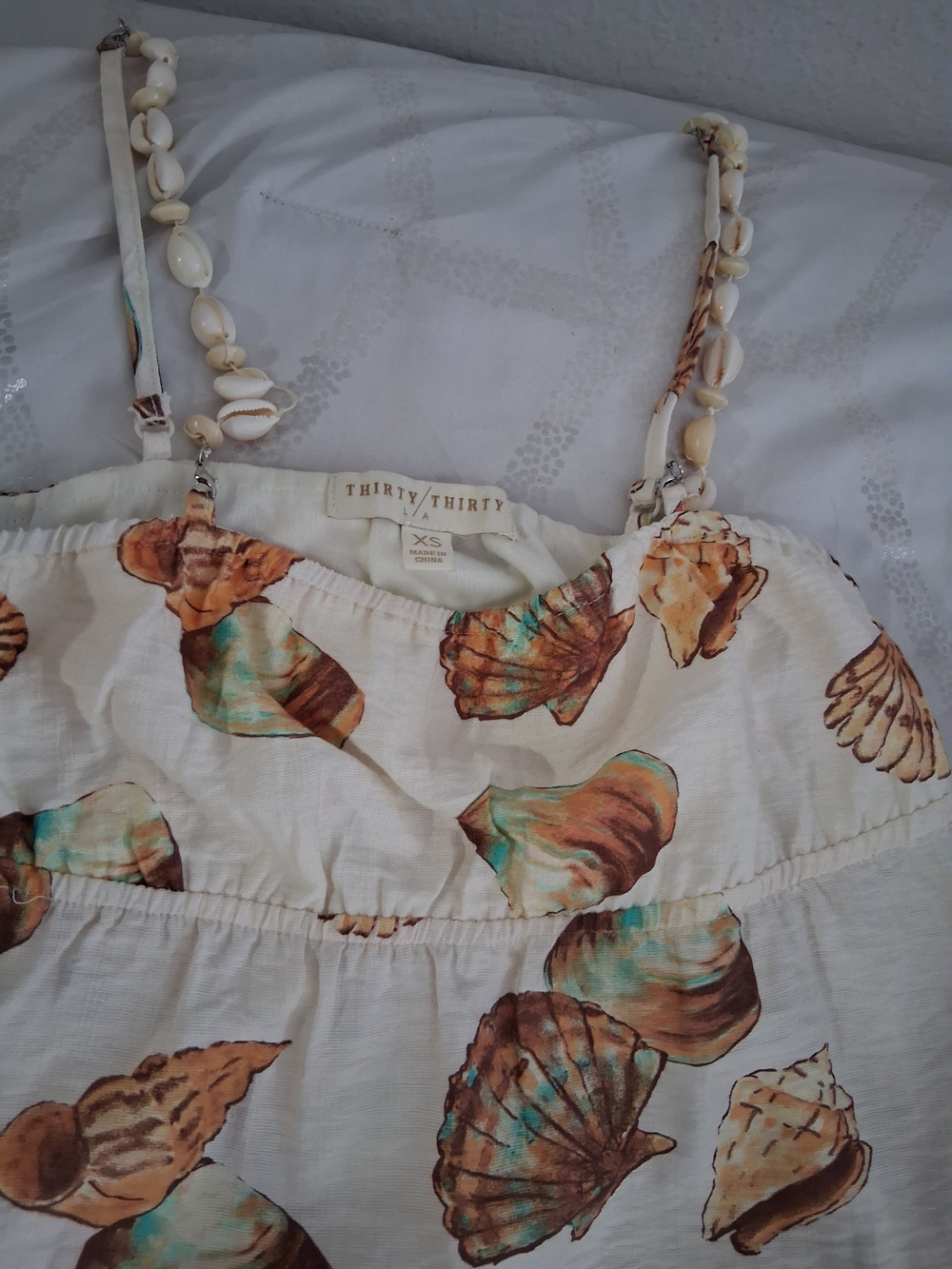 Shell-Print White Wide-Leg Jumpsuit - Picture 3 of 3